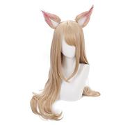 Ahri Cosplay Wig With Two Ears Nine Tailed Fox KDA 85cm Synthetic Hair Wigs Perucas High Temperature Fiber