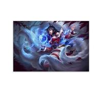 Ahri Poster mural horizontal - Poster décoratif sur toile moderne pour chambre à coucher, salon - Affiches murales et images d'art modernes pour la décoration familiale - Affiches murales U