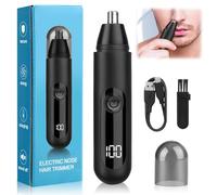 AHRLIC Tondeuse de nez pour homme, tondeuse rechargeable pour nez et oreilles avec LED, lames indolores à double bord, tondeuse électrique étanche pour homme et femme, noir