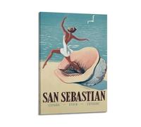 AHSUEWQRUH San Sebastián • Espagne Poster Art mural sur toile moderne et esthétique pour salon, chambre à coucher, 50 x 75 cm, style cadre