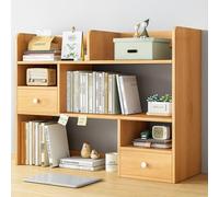 Ahtadums 3 Niveaux Bibliothèque de Bureau Bois étagère de Bureau Polyvalente Bibliothèque Etagere Rangement sur Étagère Organisateur De et Maison (80cm)