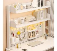 Ahtadums Étagère de Bureau à Pince pour Station de Travail Ajustable à 2 Niveaux Panneau perforé, Accessoires de Bureau d'ordinateur, Panneau d'intimité pour Bureaus de Jeu Personnalisé (White, 80cm)