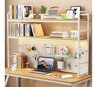 Ahtadums Étagère de Bureau, Organisateur de Bureau à 3 Couches, matériau en Bois et métal, étagère de Rangement réglable, adaptée au dortoir au étude (B, 110cm)