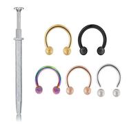 AHTCPO Anneau de Nez en Forme Fer à Cheval Avec Boules Gommage, Demi-Boucle D'Oreille Acier 316l pour Le Tragus Bijou Piercing(1.2 * 10 * 3mm set)