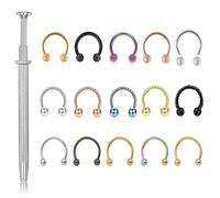 AHTCPO Anneau de Nez en Forme Fer à Cheval, Boucle D'Oreille Acier Inoxydable U, Demi-Boucle pour Tragus, Lèvre et Hélix - Bijou Piercing 316l(1.2 * 10 * 3mm Set)