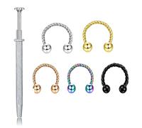 AHTCPO Anneau de Nez en Forme Fer à Cheval Torsadé, Demi-Boucle D'Oreille Acier pour Tragus, Lèvre et Hélix - Bijou Piercing 316l(1.2 * 10 * 3mm set)