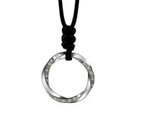 AHTCPO Collier Rétro avec Pendentif en Argent Sterling 925, Motif Ruban de MöBius, Chiffres Romains, pour Homme et Femme, Cordon Noir(Circle)
