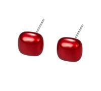 AHTCPO Ensemble Boucles Perle Sucre Carré, Boucles Simples Raffinées, Bijoux Quotidiens Tendance, Mixte pour Tous, Adapté à Porter et Offrir Dans Toutes Les Occasions(Ankora Red)