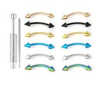 AHTCPO Ensemble de 14 Pièces en Acier 14g pour Piercings Sourcils et Nez, Avec Outils, Boucles D'Oreilles, Autres Bijoux Corporel(Six pairs,10mm)
