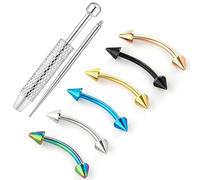 AHTCPO Ensemble de 8 Pièces en Acier 14g pour Piercings Sourcils et Nez, Avec Outils, Boucles D'Oreilles, Autres Bijoux Corporel(Six,6mm)