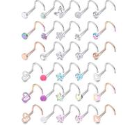 AHTCPO Ensemble de Piercings en Acier Inoxydable Avec Zircon Forme I/L/S, Labret, Anneau Lèvre, Boucle D'Oreille, Femmes et Hommes(S)