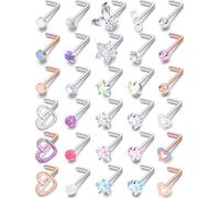 AHTCPO Ensemble de Piercings en Acier Inoxydable Avec Zircon Forme I/L/S, Labret, Anneau Lèvre, Boucle D'Oreille, Femmes et Hommes(L)