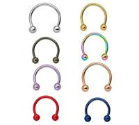 AHTCPO Ensemble de Piercings en Forme Fer à Cheval pour Le Nez, Anneau Acier 316l, Demi-Boucles D'Oreilles U Tragus, Bijou Piercing(Round bead set,1.2 * 12 * 3mm)
