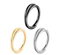 AHTCPO Lot de 3 Anneaux Piercing pour Le Nez, Bijoux en Titane Avec Charnière Boucle D'Oreille Forme Croix, Cartilage Solides G23(Solid color set,1.2 * 12mm)