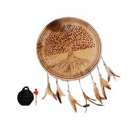 AHUAN Bois Peau De Chèvre Frame Drum pour Les Adultes, Fabriqué à La Main Tambour à Main Avec Un Bâton De Tambour, Exquis Tambour Chamanique Décoration De La Maison(Totem model 40cm)