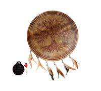 AHUAN Bois Peau De Chèvre Frame Drum pour Les Adultes, Fabriqué à La Main Tambour à Main Avec Un Bâton De Tambour, Exquis Tambour Chamanique Décoration De La Maison(Totem model 45cm)