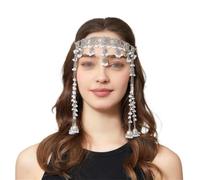 AHUAN Chaîne De Tête Superposé Frange Réglable Bohème | Deguisement Cleopatre Vintage Pour Carnaval Chaîne De Cheveux Facile à Transporter Pour Spectacle(Pink)