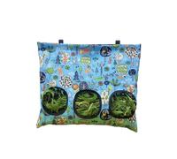 AHUAN Distributeur De Stockage Suspension Râtelier à Foin Multi-Fenêtres, Grande Capacité Filet à Foin Durable Anti-Poussière pour Appartement(Bleu,L)