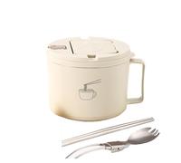 AHUAN Double Couche Bol Ramen Isolation Thermique Anti-Brûlure, Acier Inoxydable Bol à Nouilles pour Bureau, Salle De Classe Cuiseur à Ramen Avec Trou D'égouttage(Set B - 1600ML)