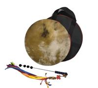 AHUAN Fabriqué à La Main En Bois Frame Drum Professionnel Accompagnement, Peau de Vache Tambour Chamanique Avec Un Bâton de Tambour, Tambour à Main pour Le Mariage(43cm)