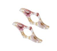 AHUAN Fleur Séchée Bague de Lecture, 2 Pièces Transparente Porte Page de Livre Portable pour La Chambre, Balcon Accessoires de Lecture Porte Page Livre Pouce(Flower E)