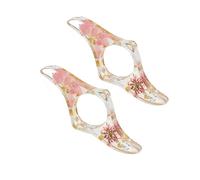 AHUAN Fleur Séchée Bague de Lecture, 2 Pièces Transparente Porte Page de Livre Portable pour La Chambre, Balcon Accessoires de Lecture Porte Page Livre Pouce(Flower D)