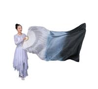 AHUFGN Eventail de Danse Orientale 1 Paire (Gauche + Droite) Voile d'éventail de Danse du Ventre en Soie véritable 0,8 m for Femmes(Color 4,120cmX90cm)