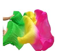 AHUFGN Eventail de Danse Orientale Éventail en Soie véritable for Femmes, 1 Paire, Fans de Performance Danse du Ventre, dégradé Couleur, Pratique Danseuse Longue(Color 13,180x90cm)
