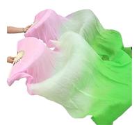AHUFGN Eventail de Danse Orientale Éventail en Soie véritable for Femmes, 1 Paire, Fans de Performance Danse du Ventre, dégradé Couleur, Pratique Danseuse Longue(Color 22,120x90cm)