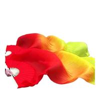 AHUFGN Eventail de Danse Orientale Éventails Longs colorés allongeant Les voiles Ventilateur en Soie Accessoires de Performance sur scène Femmes Poche Danse du Ventre(Color-03)