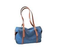 AHUFGN Sac en Jean Sac à main en Denim for femmes, grande capacité, sac bandoulière, Version aisselles, fourre-tout rétro bleu, d'oreiller(Brown)