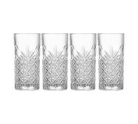 AHUFGN Verre a Whisky 4PCS Highball Glasses, Etched Drinking Clear Glass Water For Juices Or Cocktails