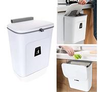 aHUNTTER Poubelle Suspendue Cuisine avec Couvercle, 9L Poubelle Murale Cuisine, Poubelle Camping Car Suspendu pour Portes d'armoires Placard Salle de Bain - Blanc