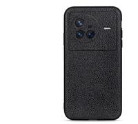 AHUOZ Coque de téléphone en Cuir véritable Compatible avec Vivo X80, Coque arrière Rigide en TPU, Coque de Protection Fine Anti-Chute, Compatible avec Vivo X80(Svart)