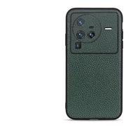 AHUOZ Étui de téléphone en Cuir véritable Compatible avec Vivo X80 Pro, Coque arrière Rigide en TPU, Coque de Protection Fine Anti-Chute Compatible avec Vivo X80 Pro(Ye?il)