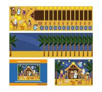 Ahuuen Autocollants de Noël pour | Set de Crèche Jésus Autocollants Religieux - 12 Fournitures Carnet de Souvenirs pour Garçons Filles Adultes Activités Familiales Jeux