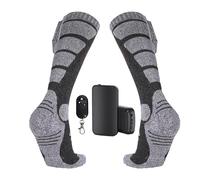 Ahuuen Chaussettes Chauffantes Électriques,2 Paires de Chaussettes Chauffantes Électriques pour Ski 4000mAh,Réglage 3 Températures - Équipement Hiver Travail Extérieur | pour Activités Extérieures