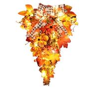 Ahuuen Couronne d'automne | Guirlande de Récolte Automnale | Couronne avec Noeud Feuilles d'Érable Baies Action de Grâces pour Foyer Porche Fenêtre Cuisine Intérieur Extérieur