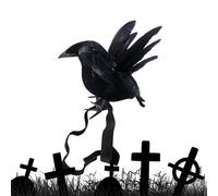 Ahuuen Figurine Corbeau Debout sur L’épaule | Corbeau Réaliste avec Bande Élastique | Accessoire De Costume D’Oiseau Effrayant | pour Jardin Intérieur Cour Épaule Extérieure 24x18x8cm