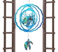 Ahuuen Girouette Décorative Animale, Sculpture Éolienne Artistique Design Colibri Tortue, Décor d'art Métallique Rustique Suspendable pour la Décoration d'Extérieur : Arrière-Cour,