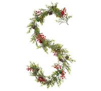 Ahuuen Guirlande Artificielle - Guirlande de Noël avec Vertes et Baies Rouges | Décor Murale en Naturelles de 180 Centimètres pour Manteau de Cheminée Porte Extérieur Plafond Fenêtre Porche