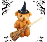Ahuuen Halloween Décor Miniature,Figurine Sorcière Halloween en Peluche | Accessoire Saisonnier pour Scènes Effrayantes avec et Balai pour Maison Chambre Étagère