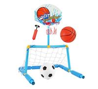 Ahuuen Panier De Basket pour Piscine,But de Football 2 en 1 pour Piscine avec 2 Ballons et Pompe - Jeu Aquatique Interactif et Adultes en Intérieur Extérieur Jardin