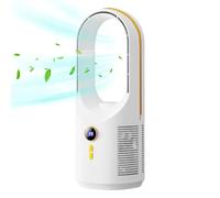 Ahuuen Petit Ventilateur de Bureau Sans Pales,Fonctions Multiples Ventilateur Sans Lames - USB Rechargeable 1800mAh Éclairage Circulateur pour Bureau Maison Chambre Camping Voyage Voiture