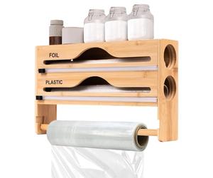 Ahuuen Porte-Feuille Alimentaire,Dérouleur de Papier Aluminium | Boîte de Découpe Murale pour Cuisine Placard Frigo Organisation Film Plastique Stockage Quotidien