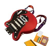 Ahuuen Sac à bandoulière | Sac à bandoulière tendance en forme de guitare - Sac à dos léger avec fermeture éclair - Sac de transport de grande capacité pour tous les jours, shopping, école, rouge