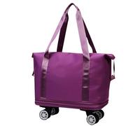 Ahuuen Sac de voyage à roulettes - Sac à main à roulettes sous le siège, rangement de voyage pour les vacances, les week-ends, les escapades, le shopping, les voyages d'affaires, violet/rouge, Refer