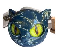 Ahuuen Statuette de Chat Noir | Figurine Résine Maison Statue de Chat Noir | Yeux Ambre Ornement Moderne Bureau Cadeaux Adulte Collectionneurs Amis des Animaux