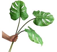 Ahvoler Lot de 3 Feuilles de Palmier Tropicales artificielles de Monstera avec Longue Tige pour Vase, décoration de Maison, Mariage, 76,2 cm