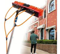 AHWEKR Brosse de Lavage Télescopique 6 m avec Arrivée Eau - Nettoyer Panneaux Solaires, Vitres, Façades et Véhicules - Kit Complet 2 en 1 - avec Tuyau, Raccord Universel - Brosse de 55 cm